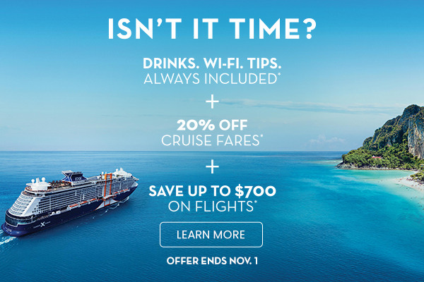 Isn't It Time to save on air and cruise fares.