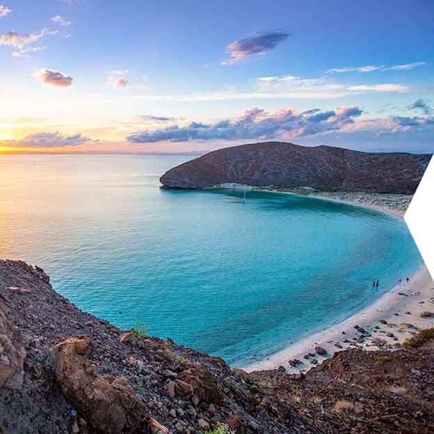 Image of beach at sunset in Mexico