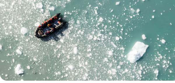 Zodiac in Icy Alaskan Waters