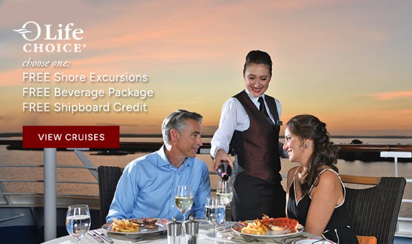 Choose One: Free Shore Excursions, Free Beverage Package or Free Shipboard Credit.
