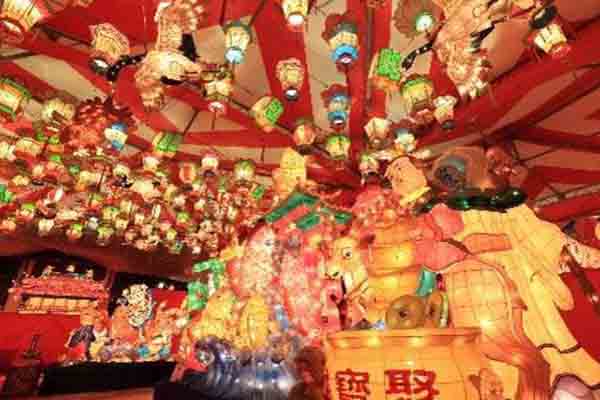 lanterns hanging on roof at festival